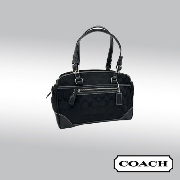 Coach Signature Satchel – Black Signature “C” Canvas  *Clearance Rack* - Picture 1 of 10
